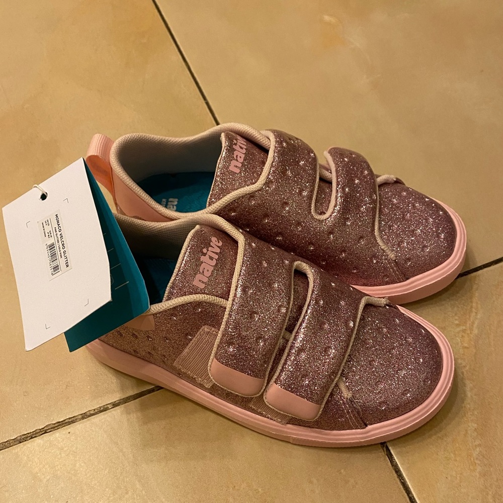 Brand new girls native sneakers pink glitter